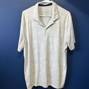 Nike White & Light Gray Dri-FIT Polo